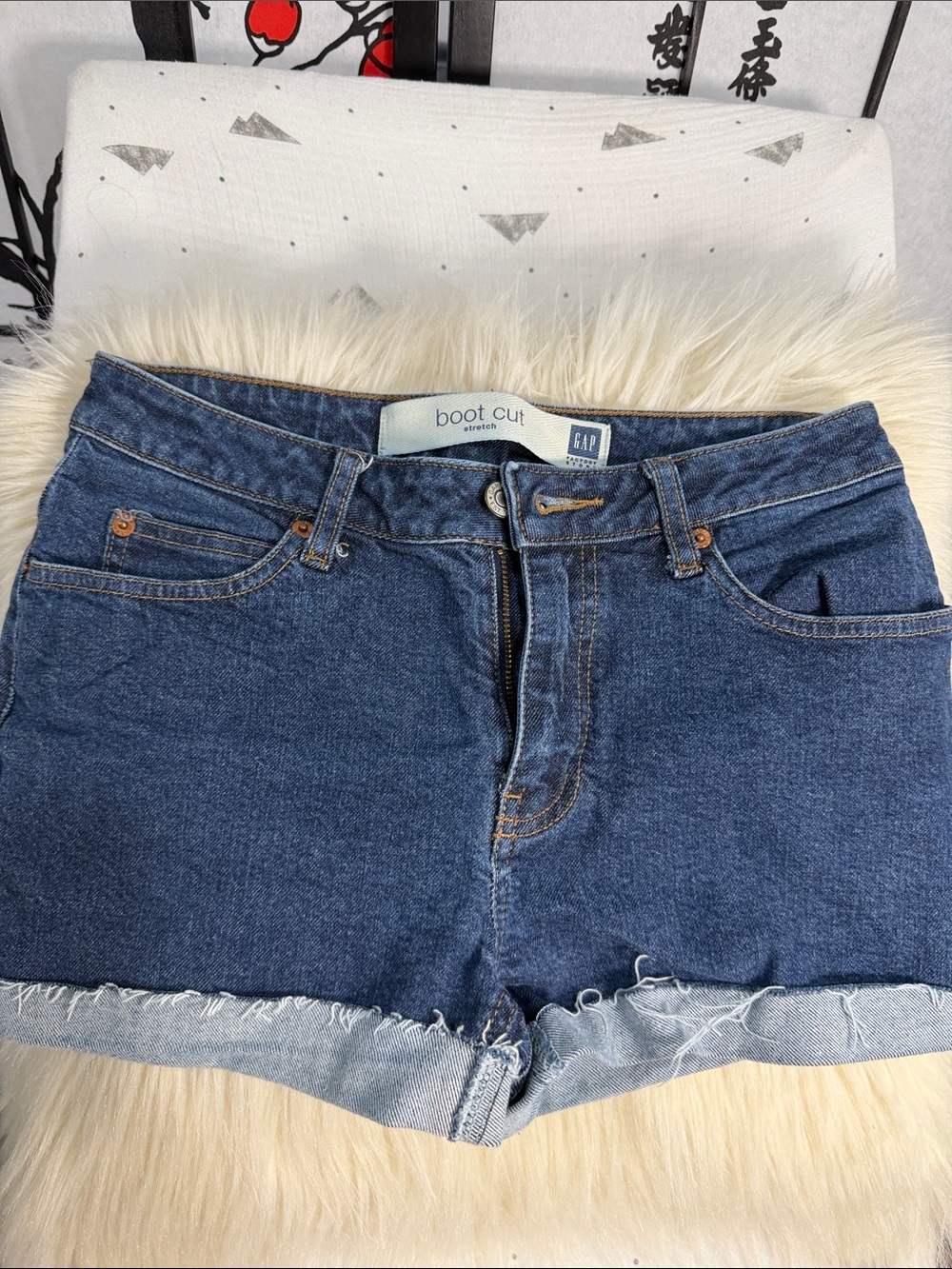 GAP Dark Blue Boot Cut Denim Cutoff Shorts